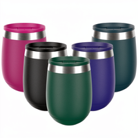 Gobelet à vin en acier inoxydable à double paroi avec couvercle, durable et isolé, 12 oz, tasses à café sans pied