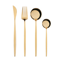 Ensemble de couverts en métal pour restaurant, hôtel, couverts en or, ensemble de couverts en acier inoxydable réutilisable, portable, avec étui