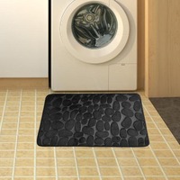 Tapis de sol de salle de bain en flanelle gaufrée effet galet, absorbant l'eau, antidérapant, en polyester, lavable en machine, style minimaliste