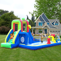 Videur gonflable sec et humide de maison de rebond de maison de rebond de partie d'enfants combiné avec la plus grande piscine d'éclaboussure, escalade, ventilateur, panier, jeu de fléchettes