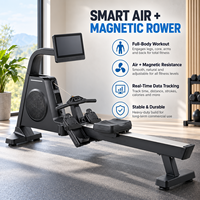 Rameur à double résistance magnétique K-FIT GSK5 Air avec rail en aluminium, application Bluetooth, capacité de charge de 180 kg, pour salle de sport commerciale et club