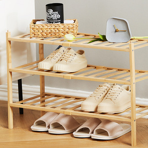 Home Furniture Wooden Storage Shelf 3 -Tier Bamboo Shoe Rack Free Standing Shoe Shelf Entryway Shoe Storage Organizer