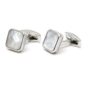 Manufacturer Supplier Customised Logo Alloy Cufflinks Set <b>for</b> <b>Men</b> Metal Custom Shape White Conch Cuff Links - Product Image 3