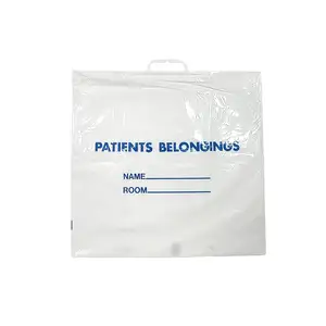 Plastik-Griff-Patienten-Tasche, durchsichtig oder weiß mit Blaudruck für Krankenhaus mit Hardloop-Griffbeutel
