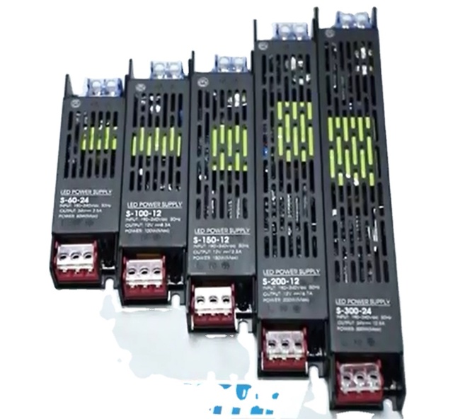 Factory Wholesale Light Trough Power Supply IP20 AC180-265v DC24v 60w Black Shell Slim Power Supply
