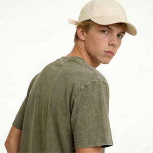 Camisetas Blancas de Manga Corta para Hombre, 100% Algodón, 240gsm, Tejido de Punto, Estilo Oversize, Teñido en Frío, Streetwear, Venta al Por Mayor, OEM, Impresión DTG - Product Image 4