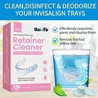 Tablettes effervescentes nettoyantes pour protège-dents, aligneurs et appareils de rétention, anti-plaque, saveur menthe, avec logo personnalisé, 120 unités, Extra