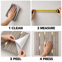 Panneau rectangulaire en bois gris 60x60cm, motif à coller, papier peint auto-adhésif avec surface en PET et mousse IXPE pour murs intérieurs
