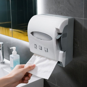 Dispensador de papel tisú de montaje en pared blanco Suministros de baño y inodoro con estilo con soporte para toallas de papel - Product Image 2