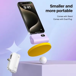 พาวเวอร์แบงค์พกพาขนาดเล็ก 5000mAh 10000mAh แบบสองหัว พร้อมสายชาร์จในตัว ปลั๊กท้ายแบบมีสาย จอแสดงผลดิจิตอล - Product Image 5