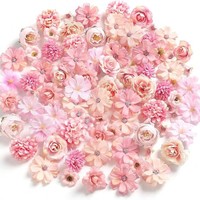 Olrla 50 Petites Têtes de Fleurs Artificielles Légères en Soie pour Décoration de Gâteaux, Bouquets de Mariage, Plaques Murales Décoratives et Fêtes