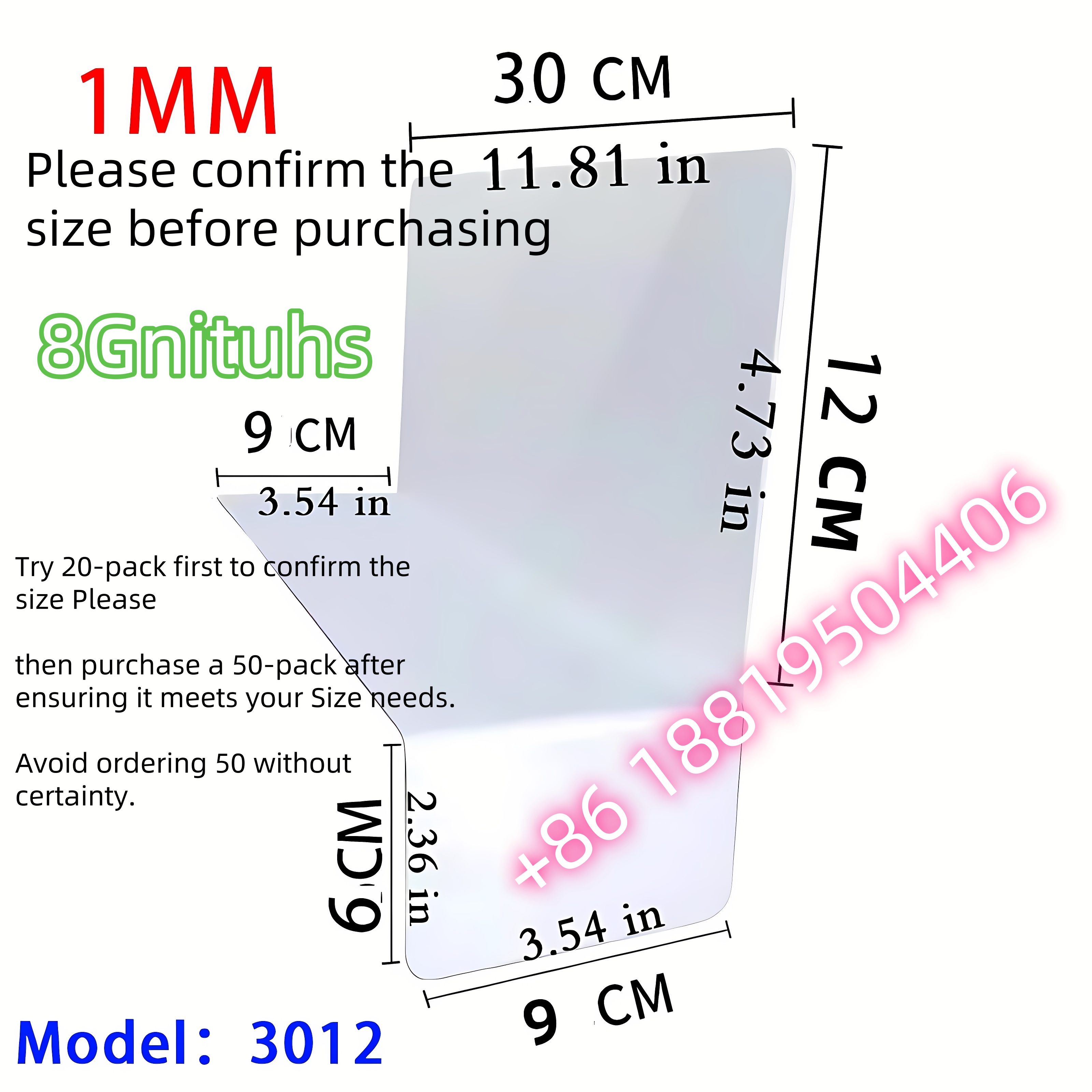 Panneau autocollant blanc 30 * 12CM + 9 * 6CM 1MM