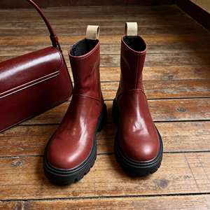 Bottes en cuir décontractées personnalisées pour femmes, nouveau style, respirantes, <span class=keywords><strong>talon</strong></span> carré, pour l'automne - Product Image 2