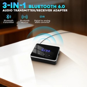 Récepteur et émetteur <span class=keywords><strong>Bluetooth</strong></span> 6.0 compatible, adaptateur sans fil <span class=keywords><strong>Jack</strong></span> 3,5 mm Aux pour musique TV voiture, adaptateur récepteur audio 2 RCA - Product Image 1