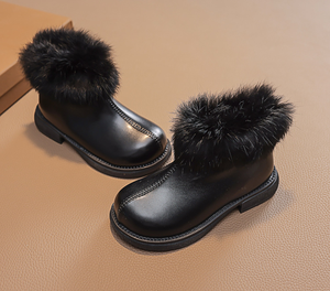 Bottes en fourrure de couleur unie tendance, automne/hiver, nouvelles bottes pour filles à semelle souple anti-coton - Product Image 4