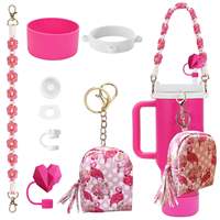 Lot de 7 accessoires de tasse réutilisables et écologiques certifiés, tendance, pour gobelets de 30 oz et 40 oz, avec manchon en silicone et sangle de transport – Vente Flash
