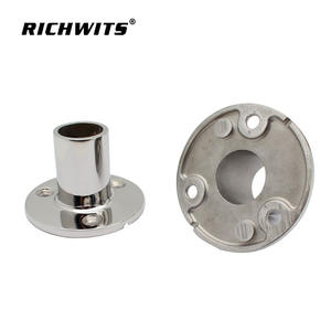 Base de tube rond en acier inoxydable à 90 degrés, 316, poli miroir, bride, quincaillerie marine pour rampes de yacht, base de tuyau - Product Image 2