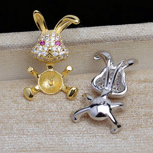 Accesorio de Plata con Forma de Conejo del Zodiaco Chino, Soporte Vacío para Collar de Perlas DIY con Colgante de Oreja de Conejo 5338, Colgantes y Dijes Finos - Product Image 1