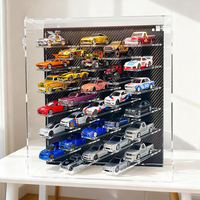 Vitrine de présentation pour 120 voitures miniatures, transparente, en acrylique 1/64, armoire de rangement pour modèles de voitures Hot Wheels Matchbox, montage mural avec éclairage LED