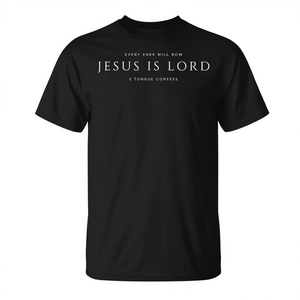 T-shirt chrétien « Jésus est Seigneur » noir unisexe à col rond et manches courtes, cadeau religieux pour l'église, impression sérigraphique - Product Image 3