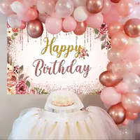 Latar Belakang Pesta Ulang Tahun Dewasa Bunga Balon Berkilau Emas Fotografi Bayi Sesuaikan Nama Latar Belakang Fotografi Studio Foto