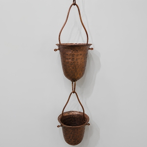 Chaîne de pluie décorative en cuivre artisanale pour gouttière, évacuation des eaux de pluie extérieure, décoration suspendue pour jardin - Product Image 1