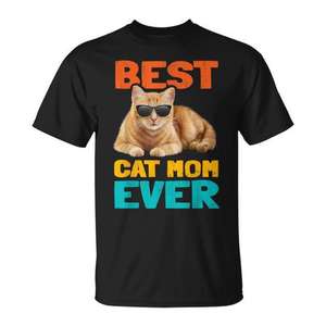 Camiseta Best Cat Mom Ever para adultos, unisex, cuello redondo, manga corta, impresión digital - Product Image 1