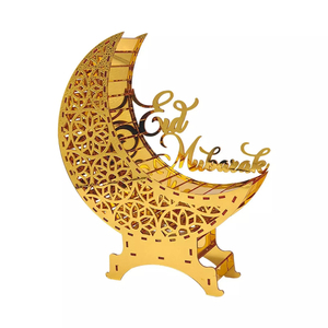 ของตกแต่งบ้านวันอีดมูบารัคปี 2024 คุณภาพสูง ผลิตจากอะคริลิกเคลือบทอง พร้อมพิมพ์ลายซิลค์สกรีนทันสมัย ไฟ LED โลโก้และขนาดตามสั่ง - Product Image 1