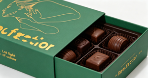 <b>Slide</b> draw chocolate gift box made of thick rigid cardboard with food grade divided <b>plastic</b> insert finished with color printing - Product Image 3