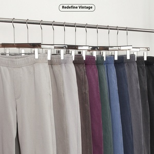 Pantalones de chándal casuales de algodón grueso estilo europeo-americano con cordón ajustable en la pierna y el tobillo, 11 colores, corte recto. - Product Image 6