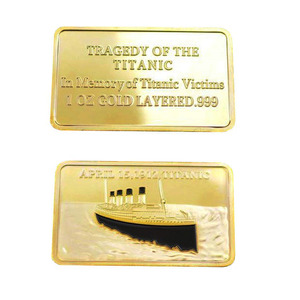 Badge commémoratif Manka Titanic en or plaqué 1 oz .999, artisanat métallique commémoratif - Product Image 2