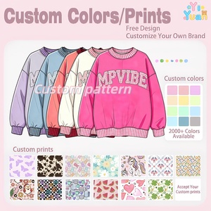 <span class=keywords><strong>Felpa</strong></span> Oversize in Pile per Ragazze con Patch a Contrasto e Lettere, Personalizzabile OEM, Manica Lunga, per il Ritorno a Scuola - Product Image 3
