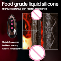Chiyuan L--410 Ferngesteuerter Silikon-Soft-Dildo mit Saugnapf Braun/Schwarz Heizender Vibrator für Frauen