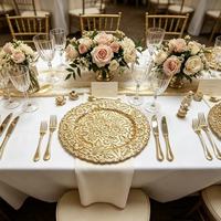 Assiette de présentation en plastique de luxe, légère, antidérapante, dorée brillante, pour hôtels, restaurants, traiteurs, événements et mariages