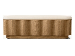 RH White <strong>Oak</strong> Vertical Pattern <strong>Storage</strong> Bed End <strong>Bench</strong> - Product Image 1