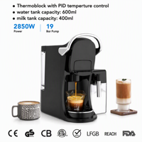 Machine à expresso à capsules pour usage domestique, cafetière avec mousseur à lait intégré pour latte et cappuccino