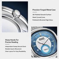 Montre à quartz pour homme Mark Fairwhale, cadran bicolore en forme de coussin, étanche 30 m, bracelet en maille milanaise, montre-bracelet fine de 9 mm, FW-5085