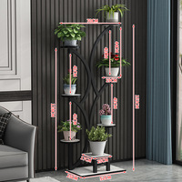 Présentoir de plante en métal d'intérieur de style nordique 7 pneus 58 pouces de haut étagère de pot de fleur noire