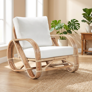 Sillón de Ratán Estilo Boho-Pretzel para Jardín, Terraza o Sala de Estar, Diseño Contemporáneo para Hoteles y Restaurantes - Product Image 4