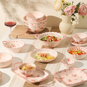 <span class=keywords><strong>Vajilla</strong></span> de cerámica de esmalte rojo de alto valor de Color, tazón de fruta para el hogar, plato de sopa y pescado, regalo de inauguración de la casa, juego de <span class=keywords><strong>vajilla</strong></span> festiva - Product Image 4