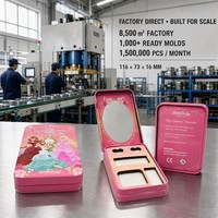 Boîte en fer blanc personnalisée pour fards à paupières pour enfants, avec miroir et couvercle à charnière, palette cosmétique ovale réutilisable, vente en gros d'usine