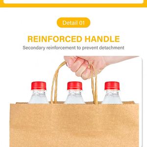 ZJPACK Biodegradable Customized Logo Screen Printed 130gsm Kraft Paper <b>Bag</b> Twisted Handles Classic Style Hold 10kg Food <b>Bag</b> - Product Image 4