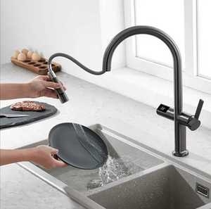 Cao Cấp Pháp Brass Bồn Rửa Nhà Bếp Vòi Nước Nóng Lạnh Dòng Chảy Thác Nước Chống Giật Gân Chức Năng Kỹ Thuật Số Nhiệt Kế Kéo ra Phun - Product Image 6