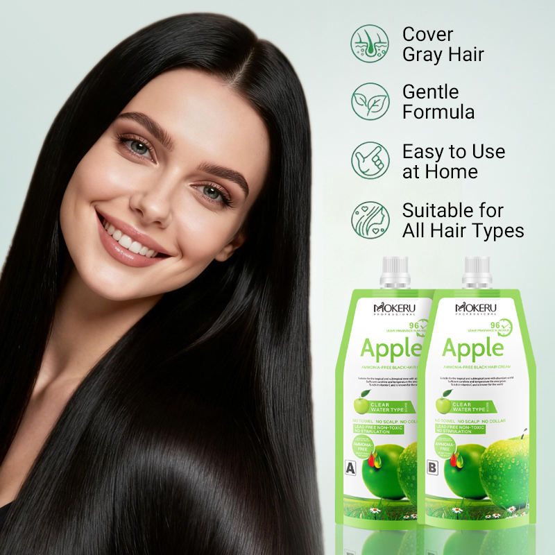 Mokeru Apple Ammonia Free Black Hair Cream - Natural Temporary
