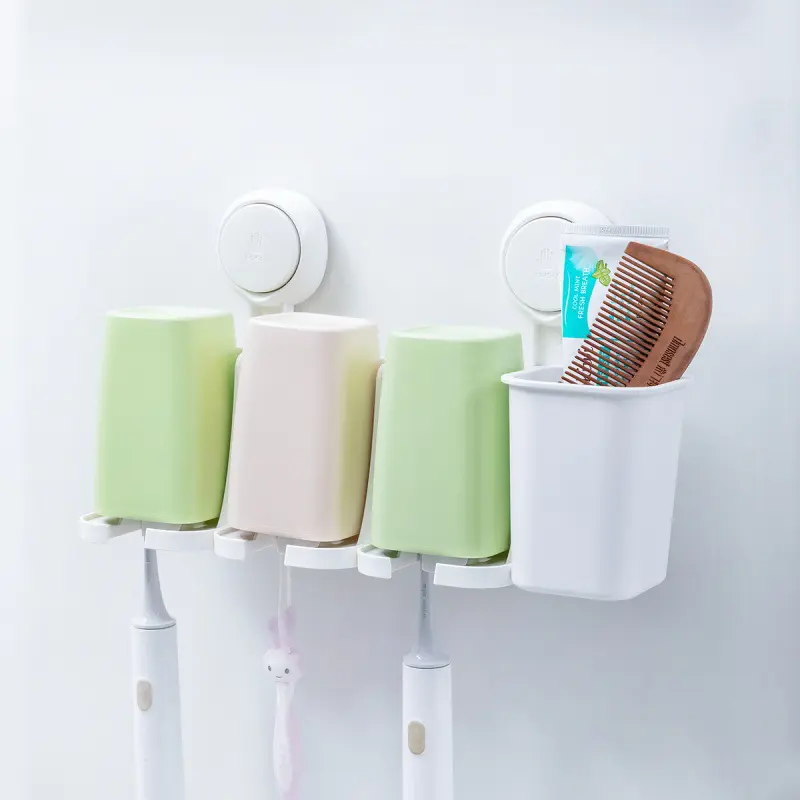 Groothandel Verwijderbare Krachtige Badkamer Muurbevestiging Plastic Zuignap Tandenborstel Houder Met Cups