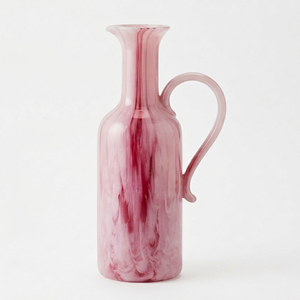 Pink Marbled <b>Ceramic</b> Water Pitcher Decorative Jug Handle Modern Flower Vase Home Party Table Customised Size Shape 1.8L Capacity - Product Image 1