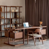 Bureau en bois de noyer noir d'Amérique du Nord, style italien minimaliste, bibliothèque en bois massif, mobilier de bureau pour villa, bureau à domicile