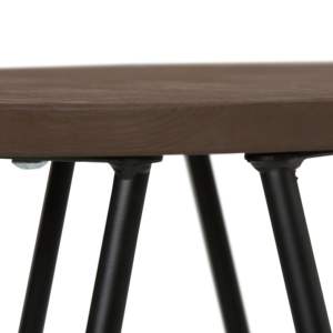 Taburete de bar contemporáneo Db Simeon de 24 pulgadas con asiento de madera color marrón cacao y estructura de hierro negro para uso en bares domésticos. - Product Image 2
