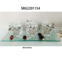 Ensemble d'assiettes et de bols en verre à paroi épaisse, grands bougeoirs avec plaque en verre pour mariage