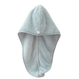 Produsen OEM/ODM Handuk Pengering Rambut Microfiber dengan Kancing untuk Wanita Handuk Pembungkus Rambut Topi Mandi Setelah Mandi